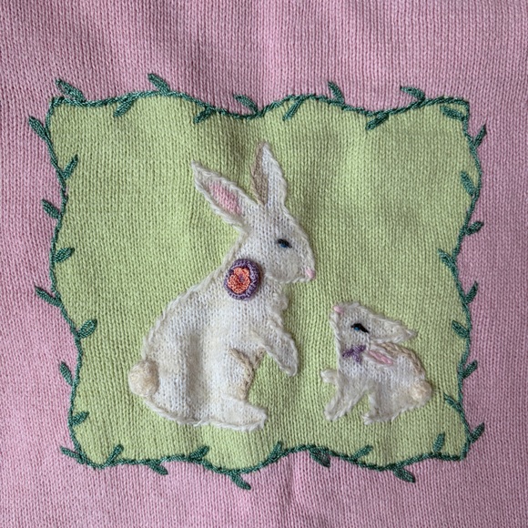 Vintage Storybook Knits Cottagecore Pastel Bunny Sweater Cardigan Women Size 1X - Picture 4 of 8
